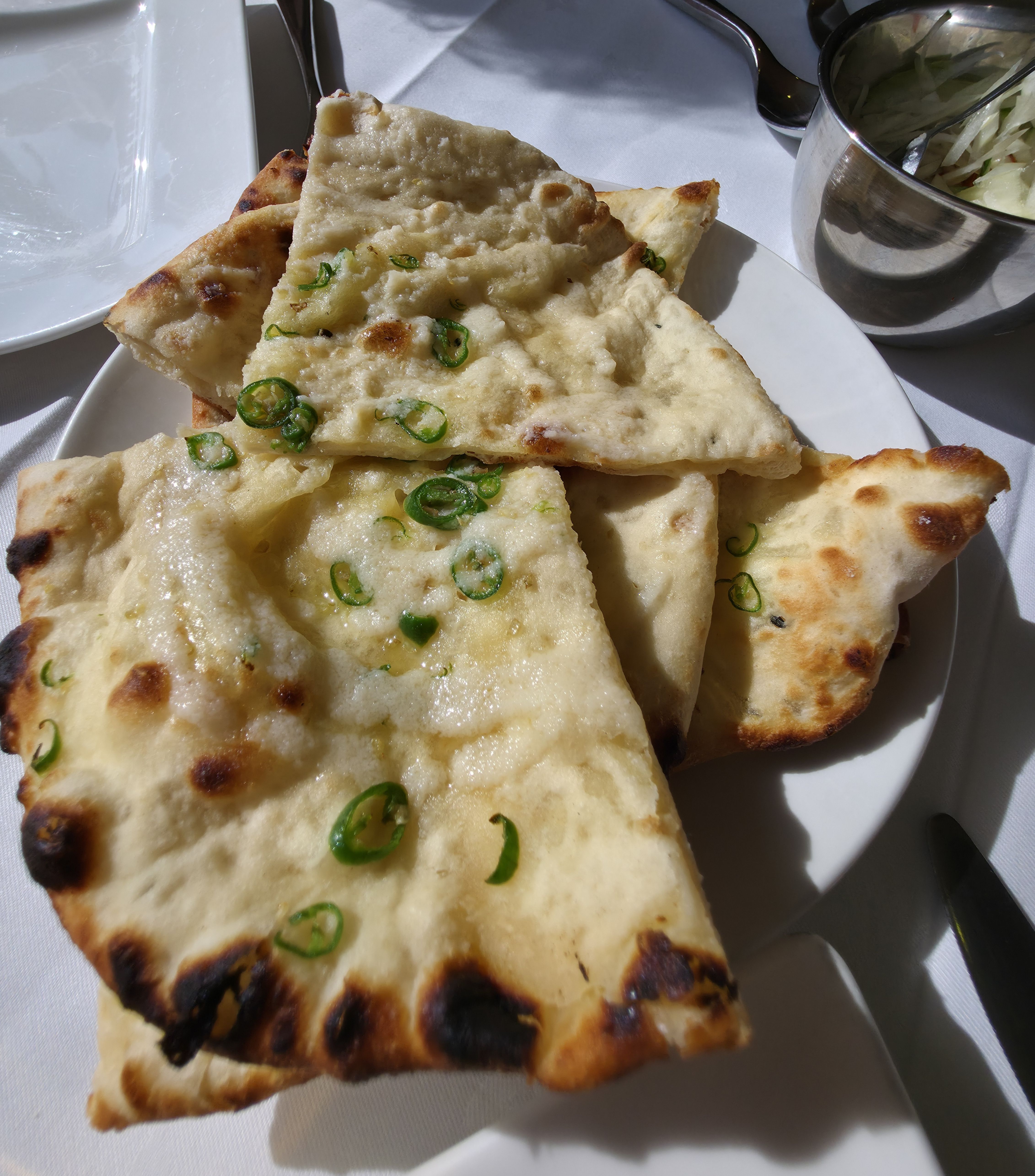 Bombay Bay Chilli Cheese Nann Bread, Indian Cuisine food in Southsea Marina.