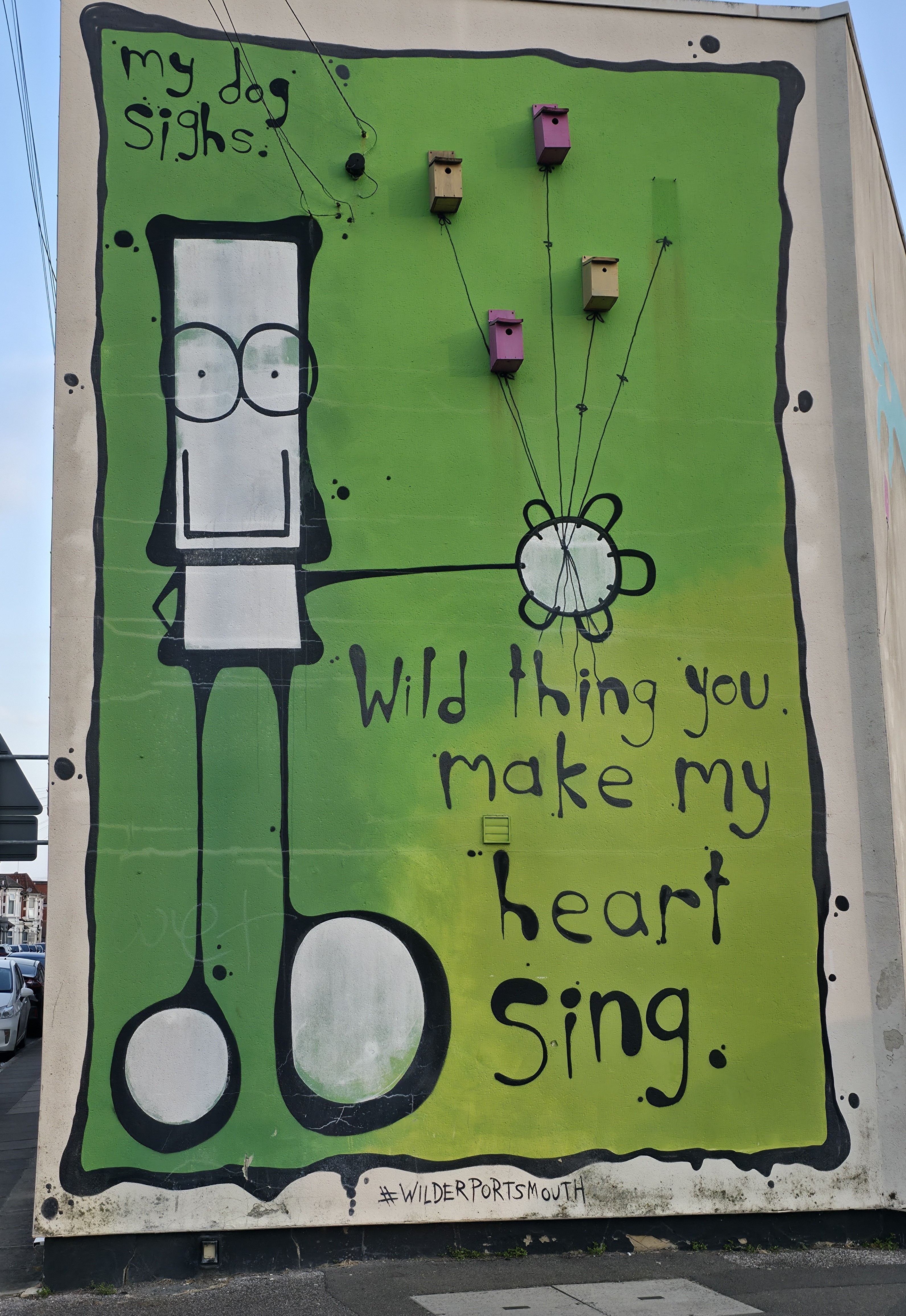 Photo of two Wild Thing You Make My Heart Sing Street Art in Fratton. Photo taken by Baldi, A.K.A Amonn AL-Mahrouq.
