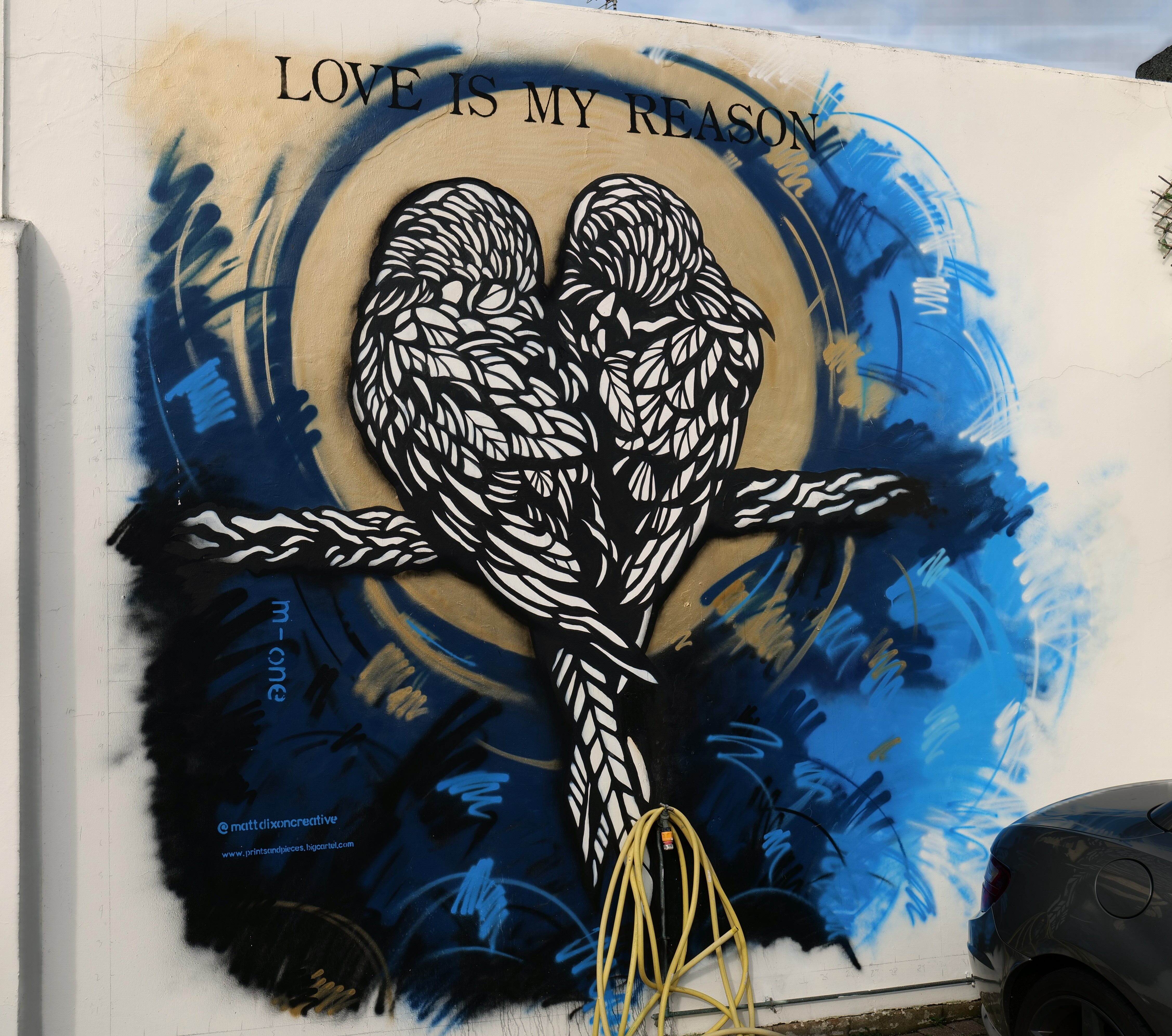 Photo of two Owls sat on their perch saying love is my reason. photo taken in Portsmouth, United Kingdom by Baldi, A.K.A Amonn AL-Mahrouq