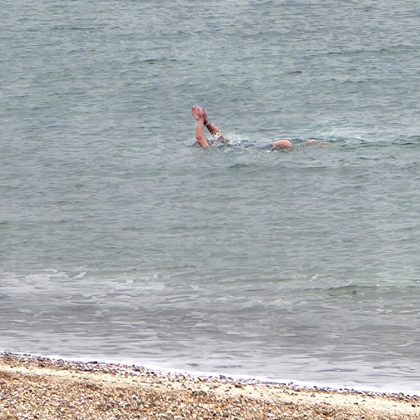 A photo of a swimmer enjoying themselves off Southsea Beach, United Kingdom, taken by Baldi, A.K.A Amonn AL-Mahrouq in October 2025.