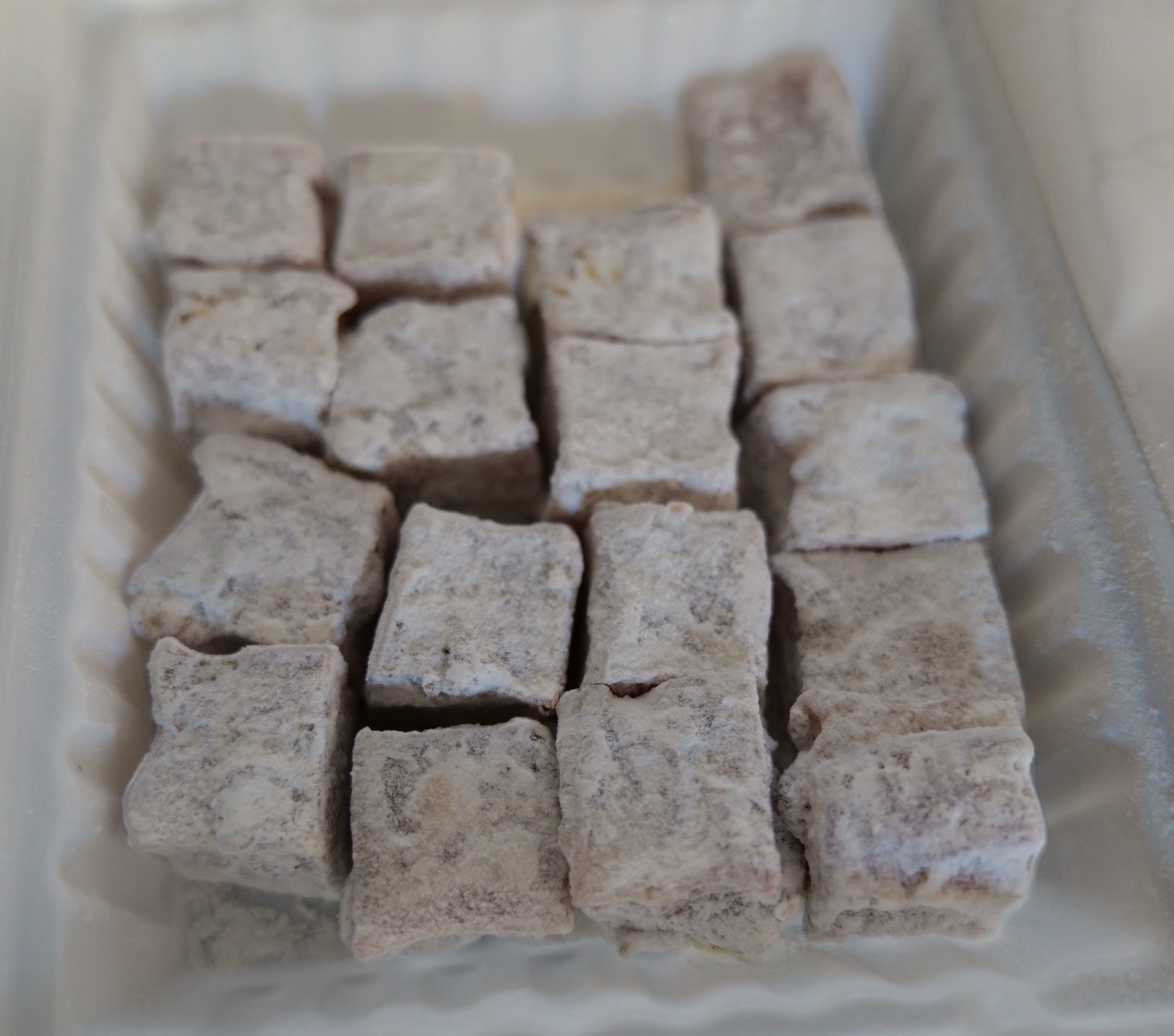 A photo of Xmas Turkish Delight given to Baldi. Photo taken by Baldi, A.K.A Amonn AL-Mahrouq in January 2026.